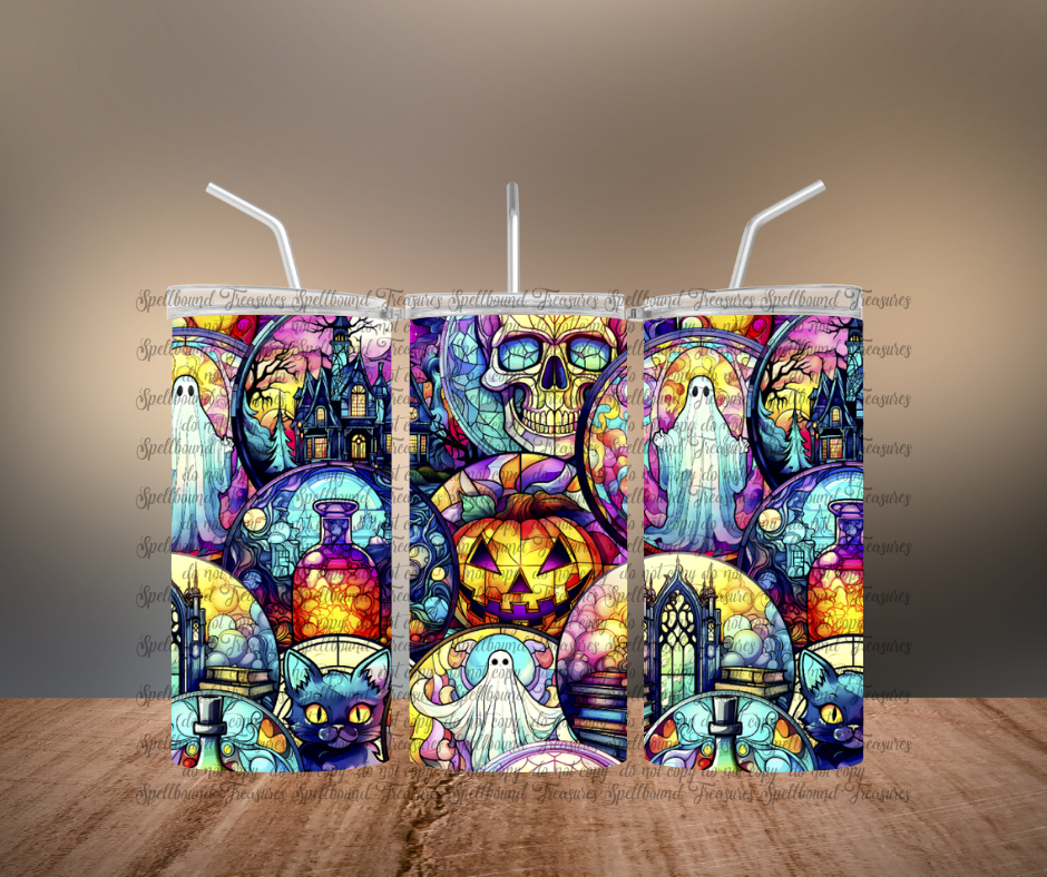 Halloween Stained Glass Print 15oz Tumbler