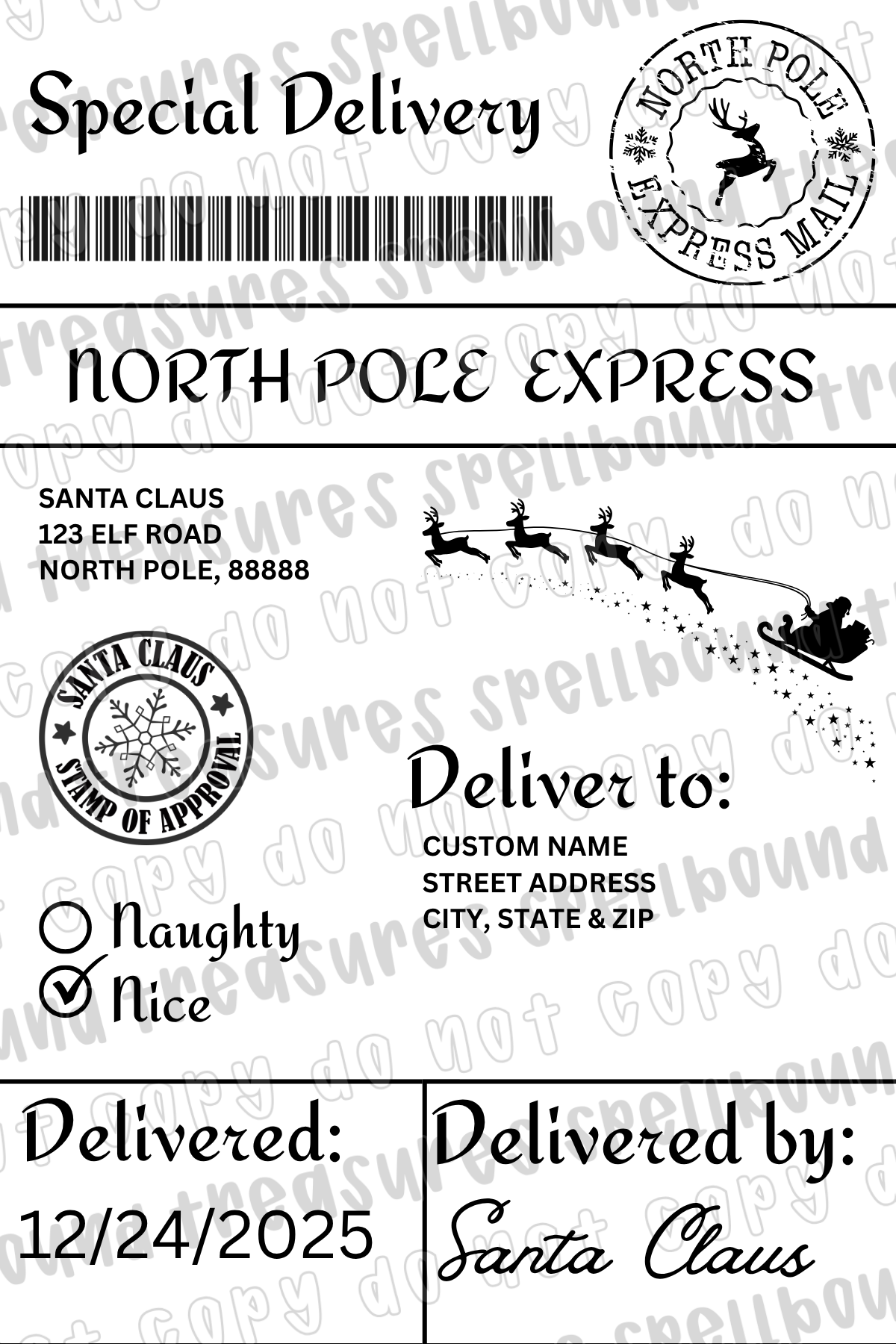 North Pole Express Editable Label