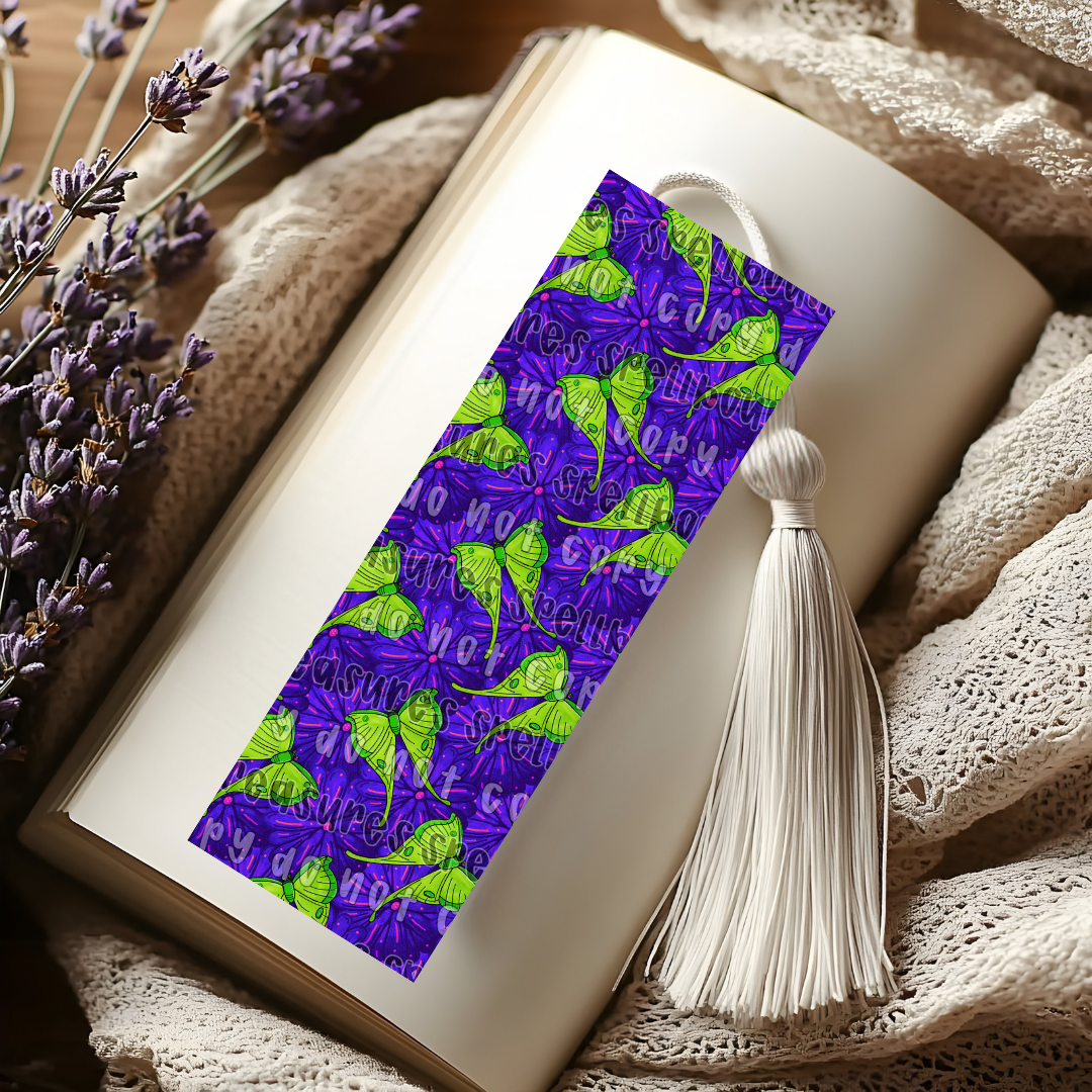 Luna Moth Floral Bookmark