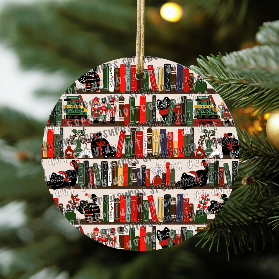 Cat Booty & Books Ornament
