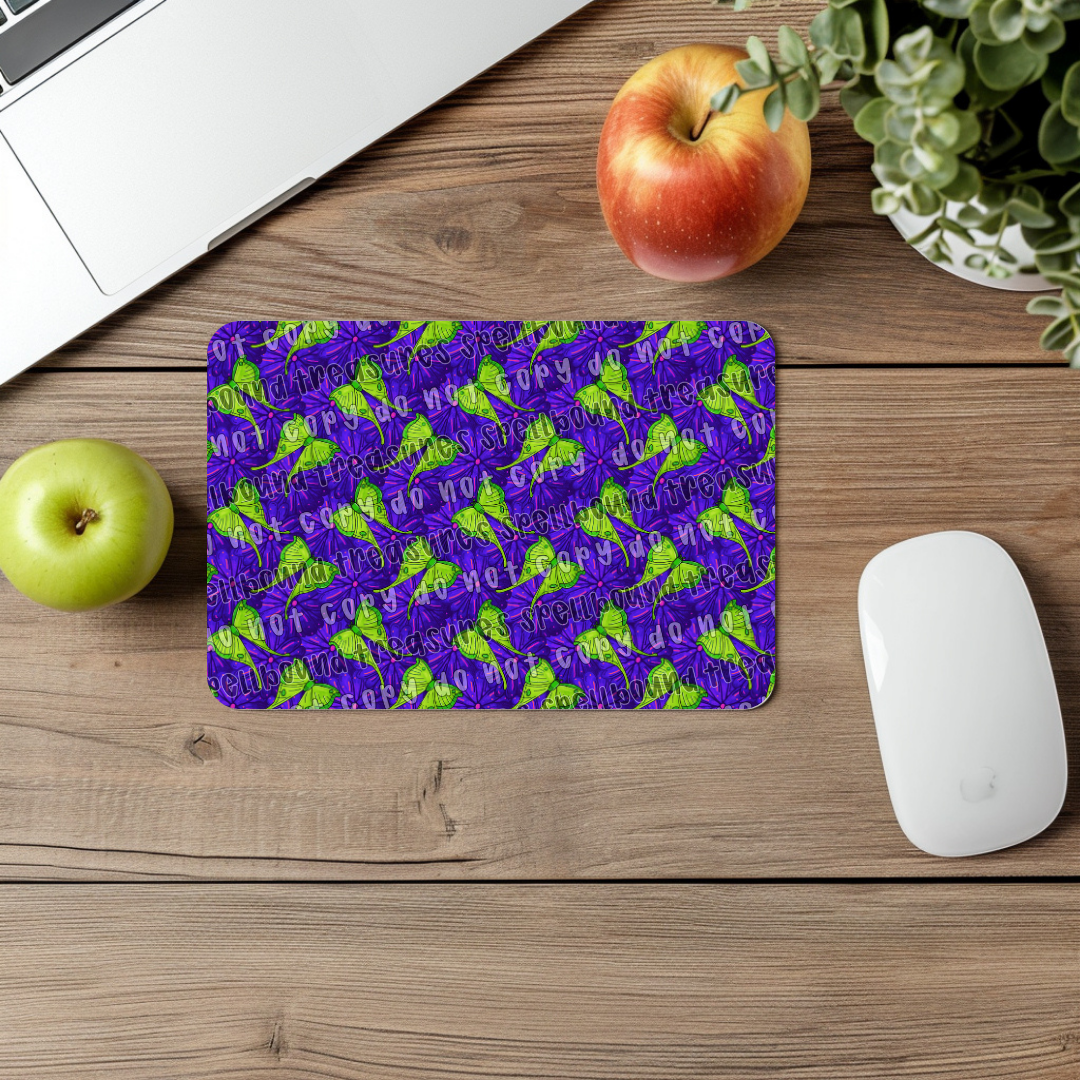 Luna Moth Floral Mouse Pad