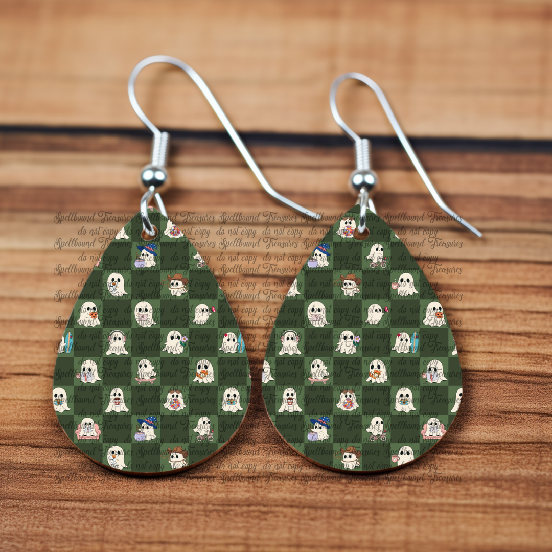 Checkered Ghost Earrings