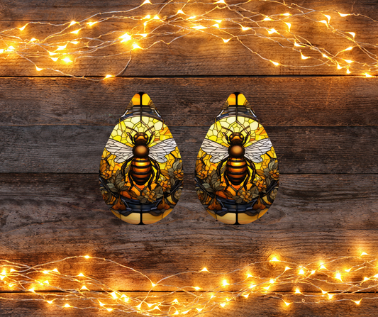 Stained Glass Bee Earrings