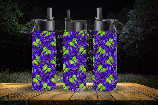 Luna Moth Floral Water Bottle