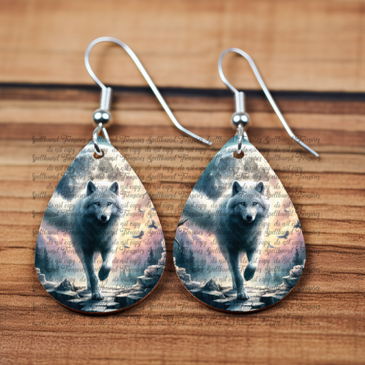 White Wolf Teardrop Earrings