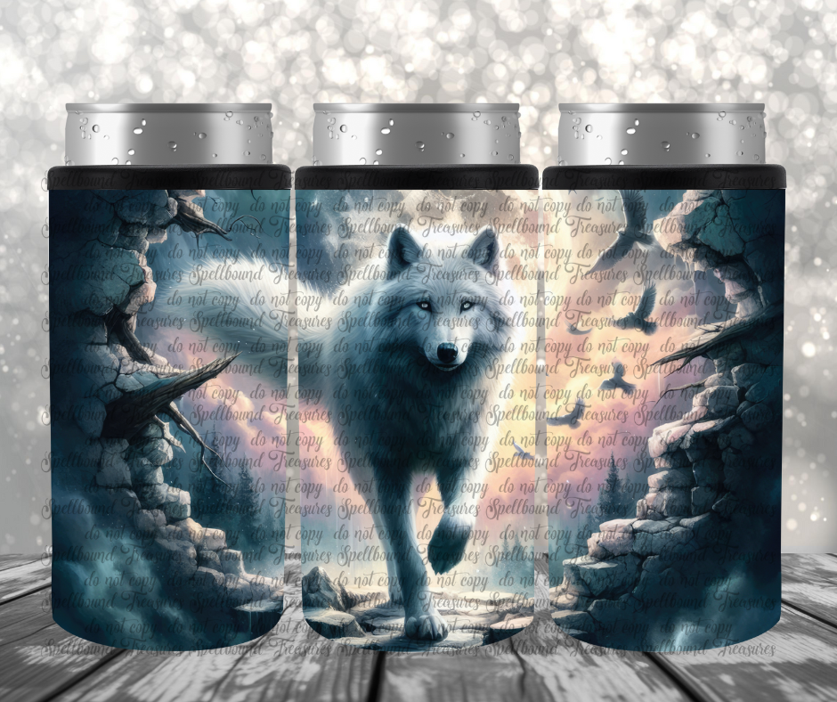 White Wolf Slim Can Cooler