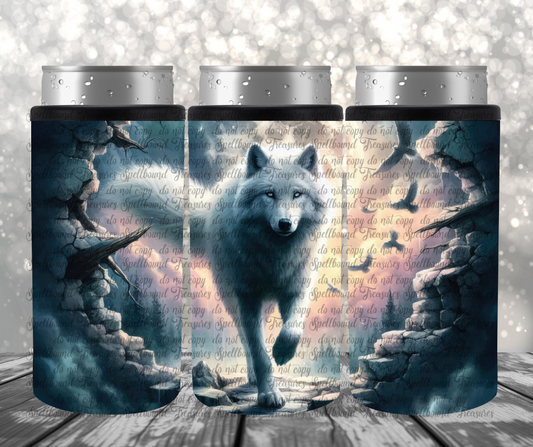 White Wolf Slim Can Cooler