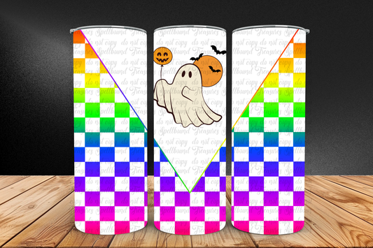 Rainbow Checker Ghost 20oz Tumbler