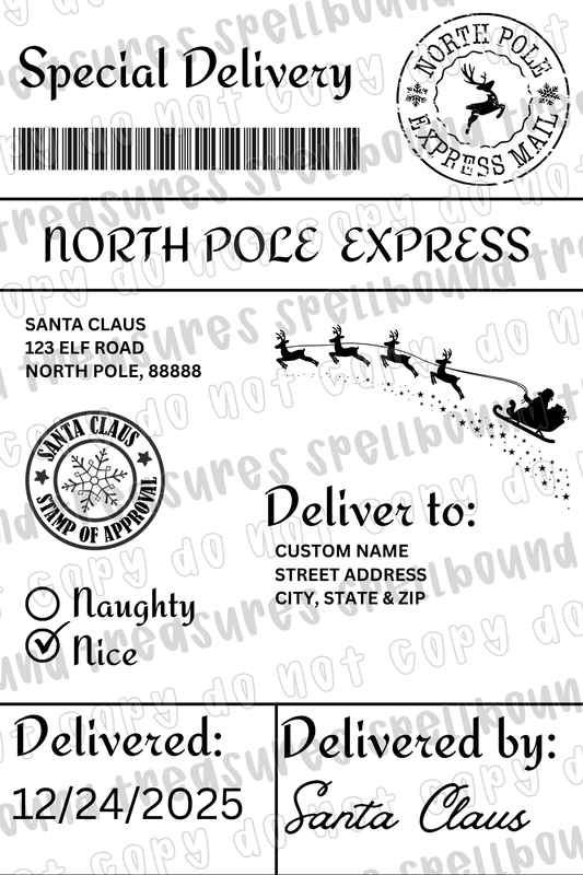 North Pole Express Personalized Gift Label