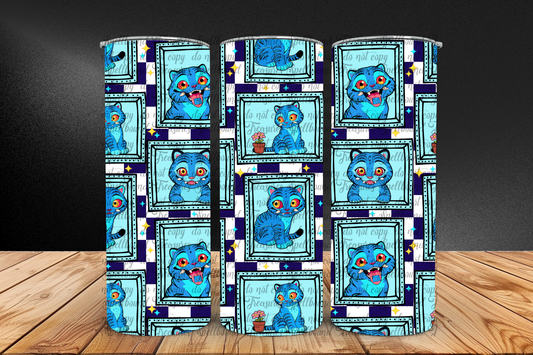 The Cat Blue Checkered Tumbler