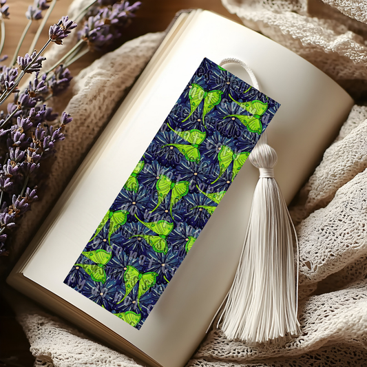 Luna Moth Floral Bookmark
