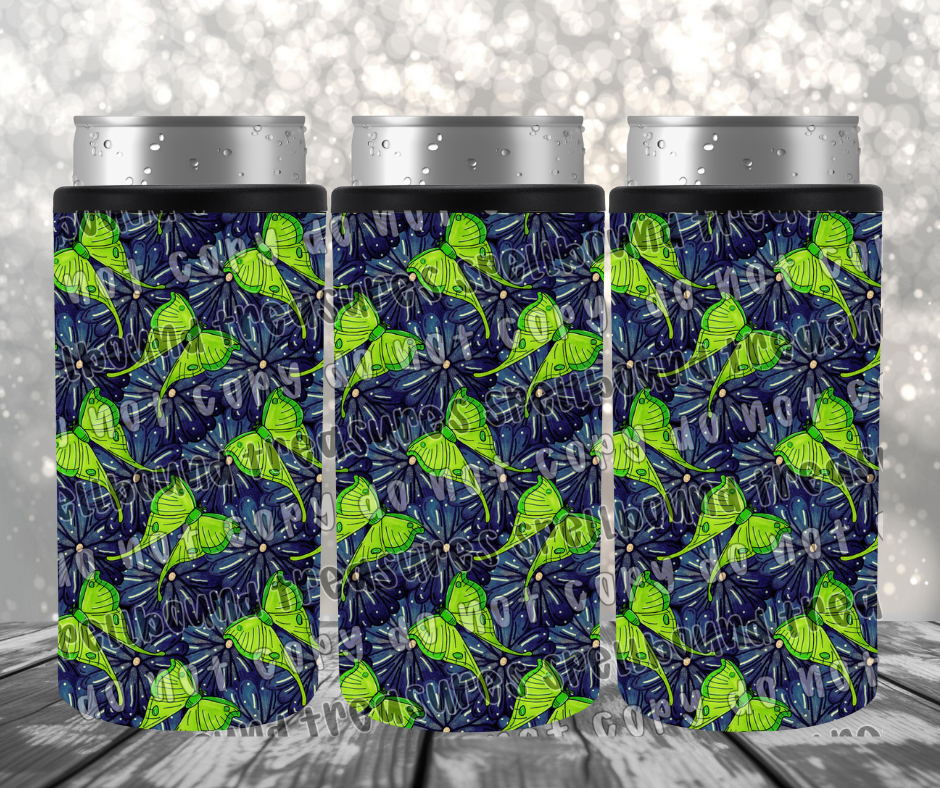 Luna Moth Floral Slim Can Cooler