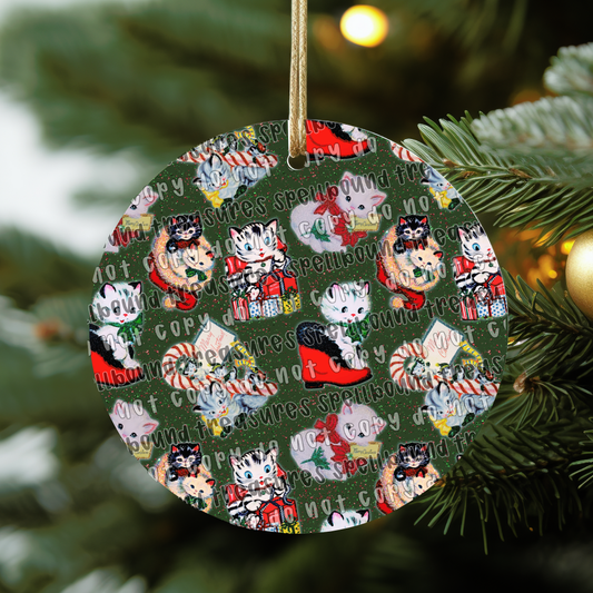 Vintage Holiday Cats Ornament