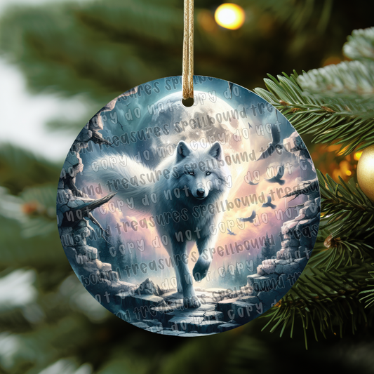 White Wolf Ornament